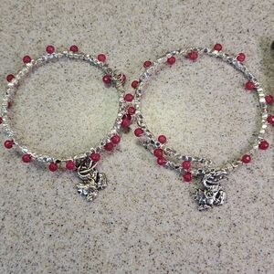 Bracelet K U Team. Silver/Red. ADJUSTABLE